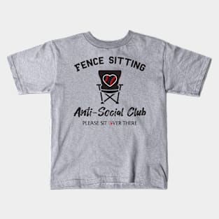 Funny Fence Sitting Anti Social Club Baseball Softball Mom Dad Boys Girls Kids T-Shirt